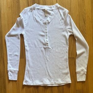 Col Story Long Sleeve Thermal Waffle Shirt Large